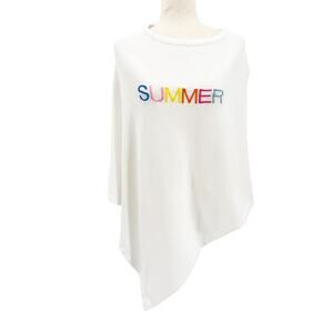 Top It Off white SUMMER knit Boardwalk Poncho OS layering top swim cover up